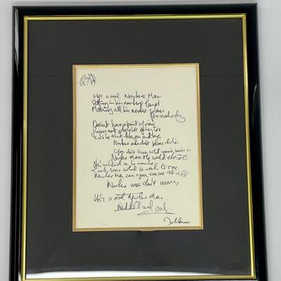 "John Lennon limited edition lithograph of the handwritten lyrics to the song "Nowhere Man". Pencil numbered 655/1000,...