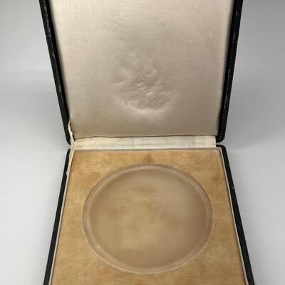 "Circular glass medallion with profile of Louis Pasteur, in celebration of the 100th anniversary of his birth (1922). Original...