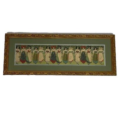 "Charles Spindler (French, 1865â€“1938) color lithograph, depicting a row of Alsatian women with wonderful bows on their head....