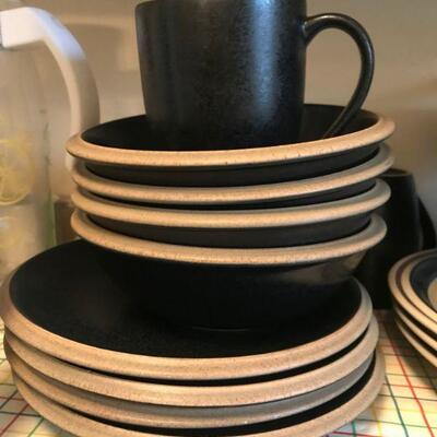 Dansk black set of 4 cups, bowls and plates
