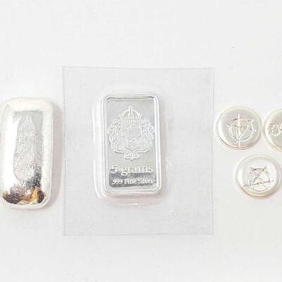 #1000 â€¢ .999 Fine Silver Bars and Rounds, 17.2g