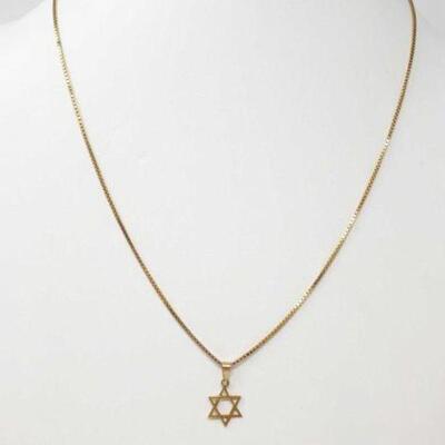 #636 â€¢ 18k Gold Star of David Pendant with Chain, 10.6g