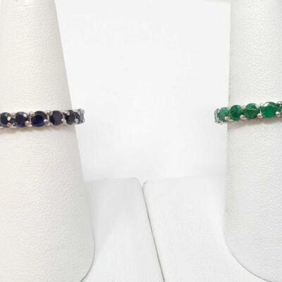 #704 â€¢ 14K Gold Sapphire and Emerald Rings, 6.7g
