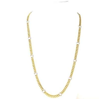 #608 â€¢ 18K Gold Diamond Necklace, 76.1g