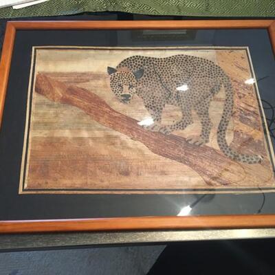 Wild Cat Wood Cut Artwork in Frame
