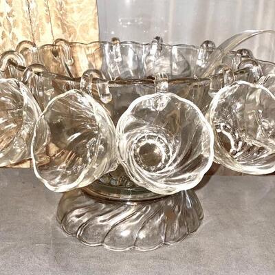 Lovely punch bowl, base and cups