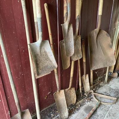 Shovels, rakes, outdoor tools