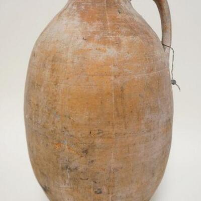 1058	LARGE ANTIQUE EARTHENWARE HANDLED VESSEL W/TAR INTERIOR, APPROXIMATELY 19 1/2 IN HIGH
