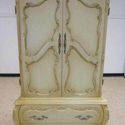 1038	FRENCH PROVINCIAL WARDROBE, PAINTED, 2 DOOR & 2 DRAWER, APPROXIMATELY 42 IN WIDE X 22 IN DEEP X 78 IN HIGH
