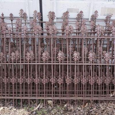 1053	LARGE LOT OF ANTIQUE VICTORIAN ACHRITECTURE FENCING W/GATE, APPROXIMATELY 34 IN & FENCE (9 SECTIONS) TOTAL 54 FT
