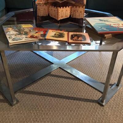 stainless steel and glass coffee table $200
39 X 39 X 15
