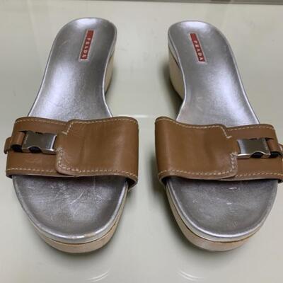 Prada Leather Sandals, Size 8 1/2M