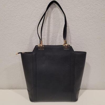 New Melie Bianco Black Leather Tote
