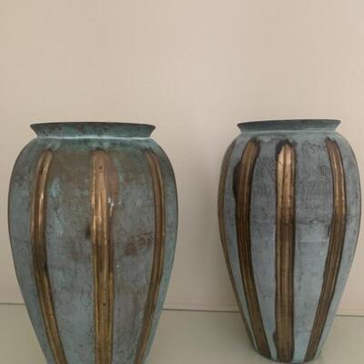 (2) Pier 1 Solid Brass Vases, Made in India