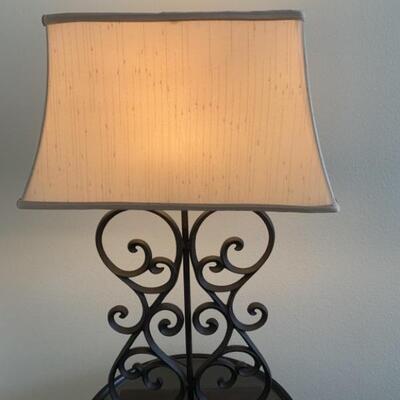 Scrolled Iron Lamp with Square Shade