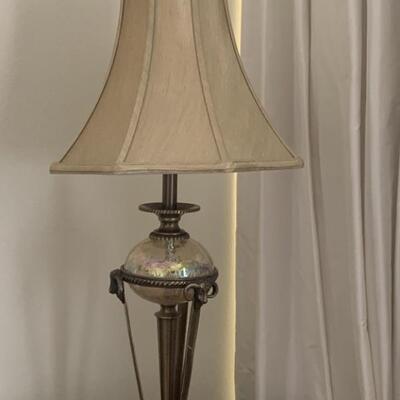 Marble, Brass and Glass Table Lamp with Shade