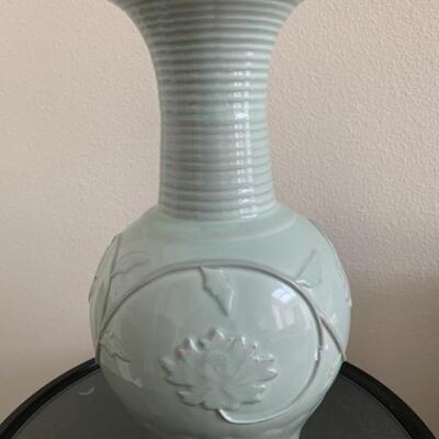 Murano Aqua Mouth Blown Art Glass Vase, 1 of 2 in this Auction