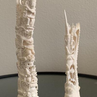 (2) Ivory-Type Carved Bone Statues from Bali