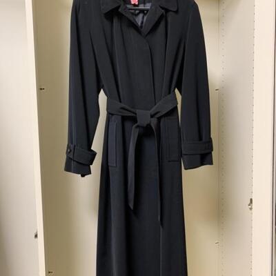 Gallery Women’s Long Lined Black Coat with Hood