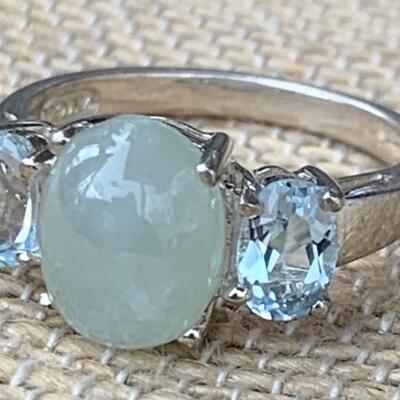 Sterling Silver Ring with Blue Topaz and
Aquamarine Gemstones Size 7