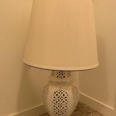 White Pierced Ceramic Table Lamp with Shade