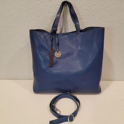 Pulicati Genuine Leather Blue Tote, Made in Italy