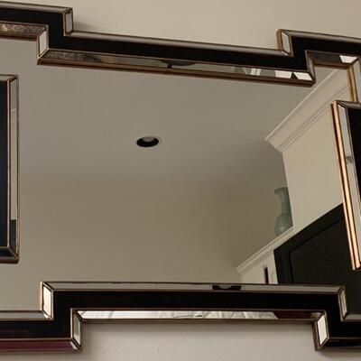 Glitzy Art Deco Black & Gilt Gold Mirror