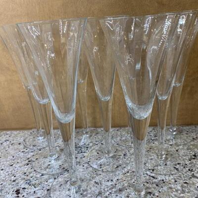 (9) Clear Glass Champagne Stems