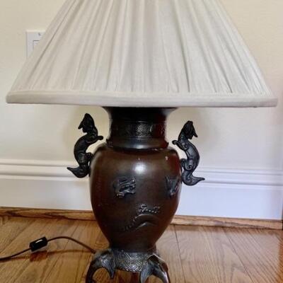 Vintage Seahorse Ceramic Lamp on Metal Base