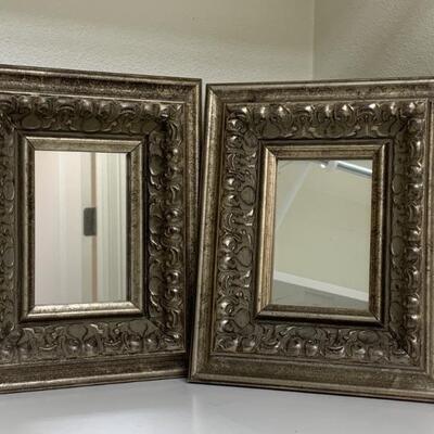 (2) Ornate Antiqued Gold Finished Mirrors