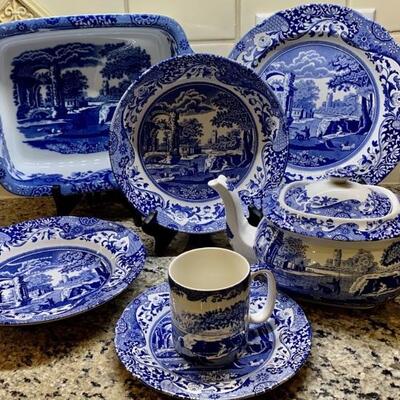 (90) Spode Blue Italian Pattern Earthenware - Not all Pieces shown in 1st picture