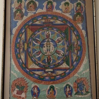 Buddhist Mandala on Paper, Framed