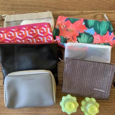 Cosmetic Bags and Vaseline Glass Perfume Bottles