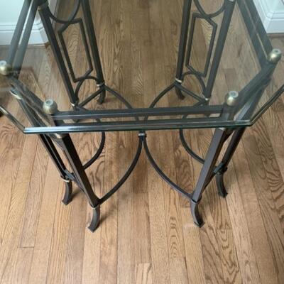 Iron and Glass End Table, 2 of 3 in Set