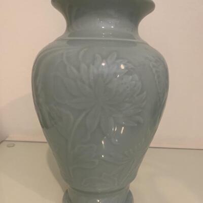 Murano Aqua Mouth Blown Art Glass Vase