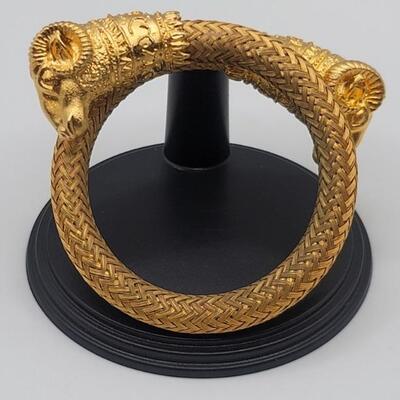 Ram's Head Bracelet 24K Gold Overlay w/ Adjustable