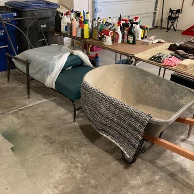 Outdoor recliner and wheelbarrow