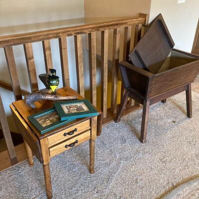 Dough box table and drop leaf occasional table w/2 drawers
