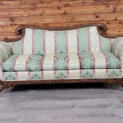Carved Wood Frame Regency Style Sofa