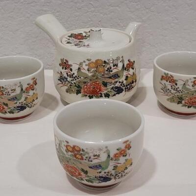 (4) Vintage Japanese Tea Set: 1-Teapot & 3-Teacups