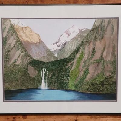 Signed Watercolor: Milford Sound New Zealand