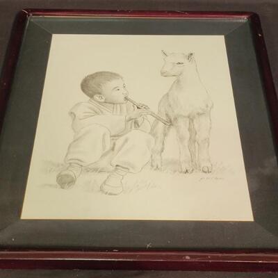 (2) Framed Pencil Sketches by P.H. Chon
