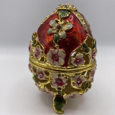 Crystal & Bejeweled FabergÃ© Egg Style Trinket Box