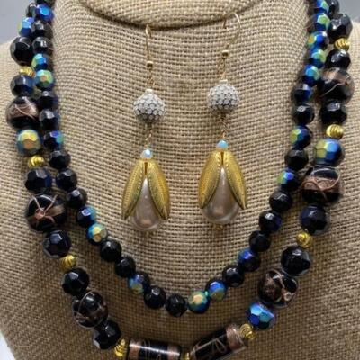 Costume Glass Necklace& Earrings