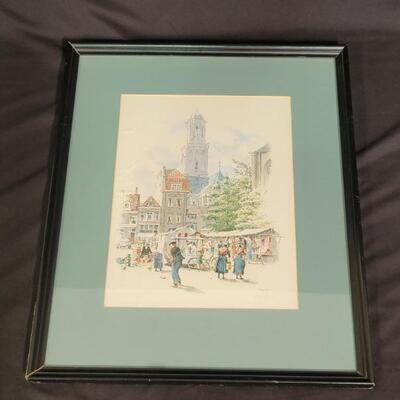 Framed Watercolor of Zwolle, The Netherlands