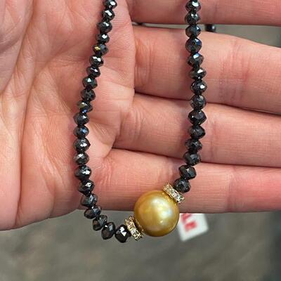 pearl and black diamond necklace