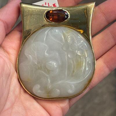 jade necklace brooch