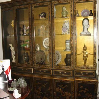Asian large china cabinet - BUY IT NOW $ 645.00                          Lladro's and more