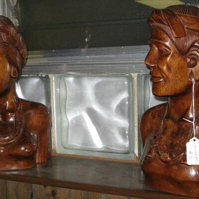 wood carved busts