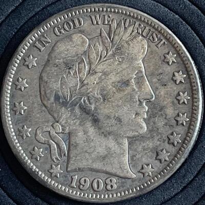 1908 U.S. Barber Silver Half Dollar